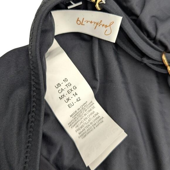 Sunshine 79 Women's Halter One Piece Swimsuit Self-Tie Front Black Size 10 - Picture 8 of 9